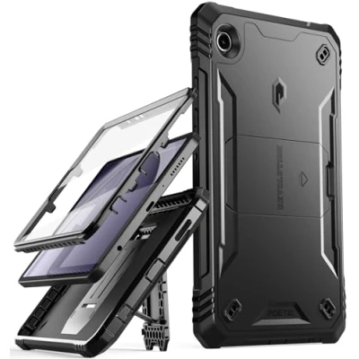 Abbildung von Poetic Revolution Hülle Kompatibel mit Galaxy Tab A9 8,7 Zoll (2023), robuste, stoßfeste Ganzkörper Schutzhülle Ständer und integrierter Displayschutz, Schwarz