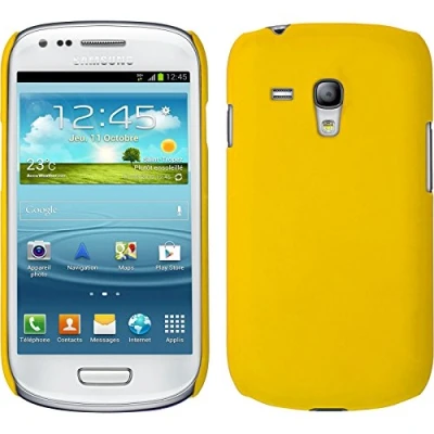 Abbildung von PhoneNatic case kompatibel mit Samsung Galaxy S3 Mini Hülle gelb gummiert Hard Cover