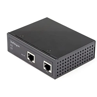 Abbildung von StarTech.com Industrial Gigabit PoE Injector High Speed/High Power 90W 802.3bt PoE++ 48V 56VDC Hutschiene UPoE/Ultra Over Ethernet Injektor Adapter 40C bis 75C Robust (POEINJ1G90W)