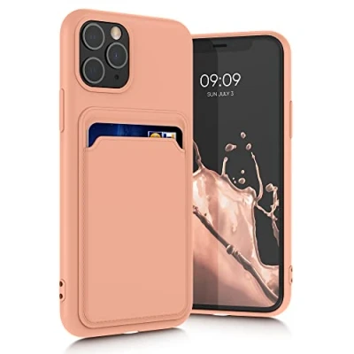Abbildung von kwmobile Handyhülle kompatibel mit Apple iPhone 11 Pro Hülle Handy Cover Fach für Karten in Grapefruit Pink
