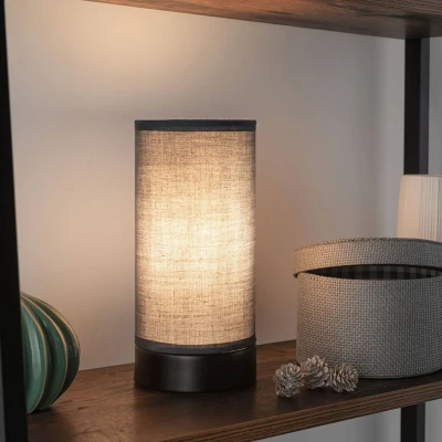 Abbildung von Paulmann 77059 Tischleuchte Pia max. 25 Watt Tischlampe Schwarz matt Wohnzimmerlampe Metall, Stoff Nachttischlampe E14 ohne Leuchtmittel