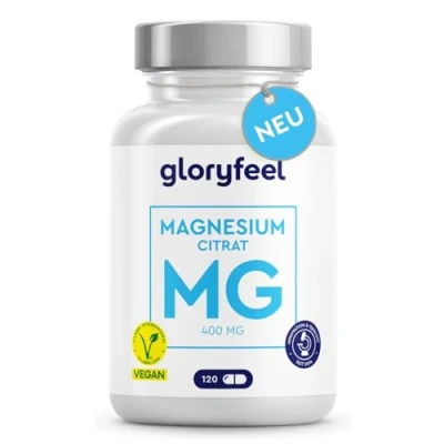 Abbildung von Magnesiumcitrat Kapseln Elementar und Hochdosiert 120 Tri Magnesium Dicitrat hoch bioverfügbar Vegan, laborgeprüft ohne Zusätze in Deutschland hergestellt