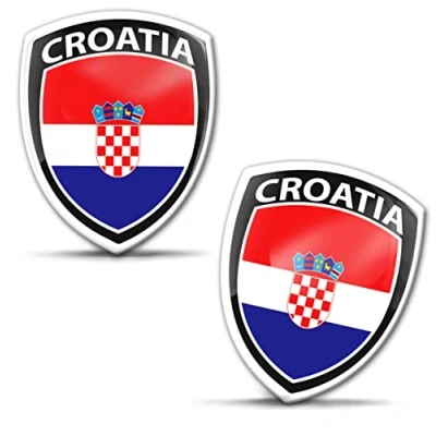 Abbildung von Biomar Labs 2 x Aufkleber 3D Gel Silikon Abzeichen Stickers Auto Motorrad Fahrrad Fenster Tür PC Handy Tablet Laptop Kroatien Kroatisch Flagge Flag Fahne F 221