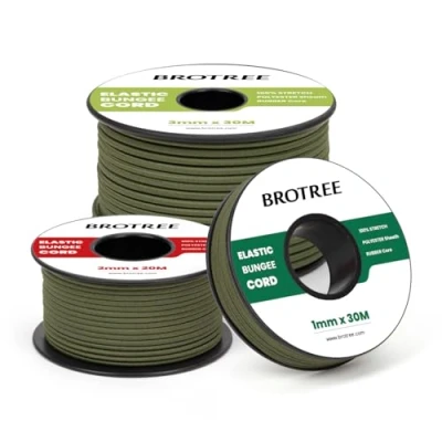 Abbildung von Brotree Gummischnur Gummikordel 3mm x 30m Elastische Faden Gummiseil Expanderseil für DIY, Handwerk, Schmuck, Armbänd, Halsketten, Zelt, Rucksack Armee Grün
