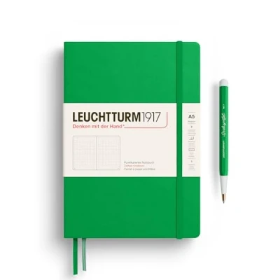 Abbildung von LEUCHTTURM1917 372193 Notizbuch Medium A5, Hardcover Schreibbuch, 251 nummerierte Seiten, Spring Leaf, dotted