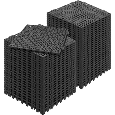 Abbildung von VEVOR Ineinandergreifende Fliesen 55 Stk. Bodenfliesen Drainage Bodenfliesen, 30 x cm Außenbereich Quadratische Terrasse PVC Badezimmer, Toilette, Schwarz