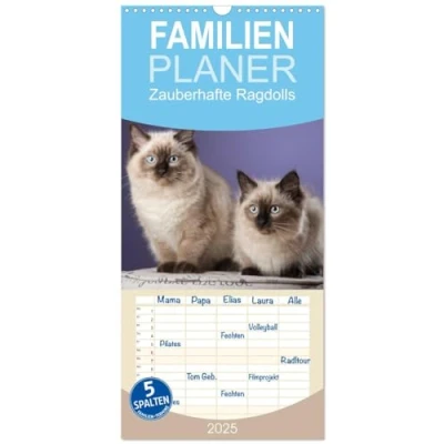 Abbildung von Familienplaner 2025 Zauberhafte Ragdolls mit 5 Spalten (Wandkalender, 21 cm x 45 cm), CALVENDO