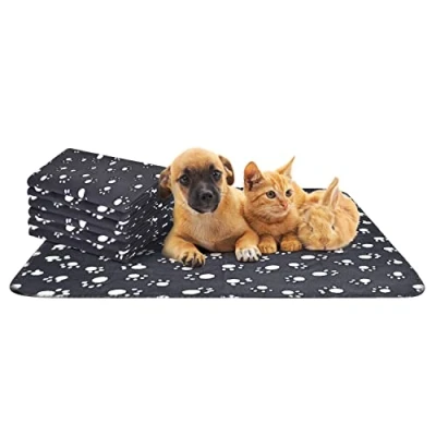 Abbildung von Nobleza 6 x Hundedecke Weiche Fleecedecke Waschbare Deck für Haustier Hunde Katzen Welpen Warme Matte, Schwarz, 75 * 75cm