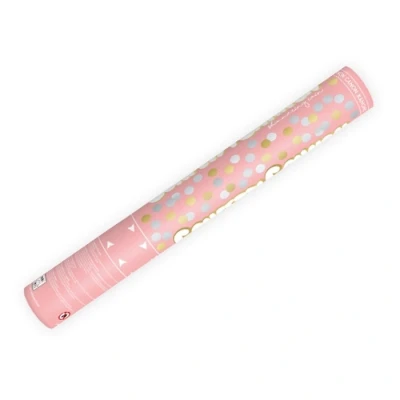 Abbildung von Konfetti Kanone Kreise 40cm Konfettikanone Party Popper Geburtstag doppelseitig Silber Gold/Party Deco Gastgeschenk, Hochzeitsbox mit Rosenherz 24 x cm