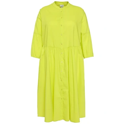 Abbildung von Ulla Popken COL Montant Manches 3/4 Blusenkleid, Damen, Größe: 54/56, Citron vert