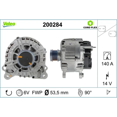 Abbildung von VALEO 200284 Lichtmaschine 14V 140A VOLKSWAGEN: Sharan II, Touran Golf 7 Schrägheck, SKODA: Octavia 3 Combi, Superb III Kombi