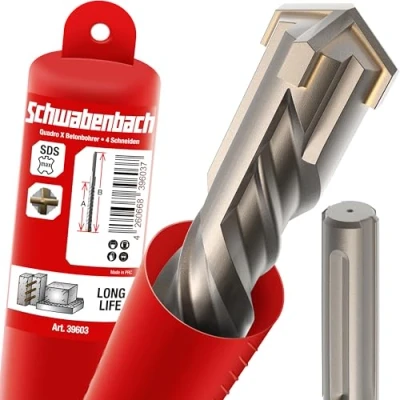 Abbildung von SCHWABENBACH ® SDS Max Bohrer 35mm x 480 600 Betonbohrer Präzises &amp; schnelles Bohren in Beton Premium Qualität mit Hartmetall Spitze Steinbohrer Lang Kein Einhaken Armierungseisen