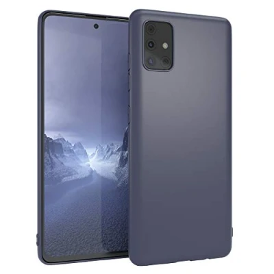 Abbildung von EAZY CASE Handyhülle Silikon mit Kameraschutz kompatibel Samsung Galaxy A51 in Navy Blau, Ultra dünn, Slimcover, Silikonhülle, Hülle, Softcase, Backcover