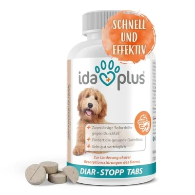 Abbildung von Ida Plus Diar Stopp Tabs Kautabletten gegen Hunde Durchfall Durchfallmittel für Hund Darmflora aufbauen mit Probiotika Darmsanierung den Stoppt 120 Tabletten