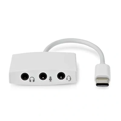Abbildung von Nedis USB C™ Adapter 2.0 Stecker 3.5 mm Buchse 0.10 m Rund Vernickelt ABS/PVC Weiss Box