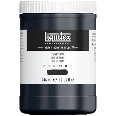 Abbildung von Liquitex 4413310 Professional Heavy Body Acrylfarbe in Künstlerqualität mit ausgezeichneter Lichtechtheit buttriger Konsistenz, 946ml Topf Paynes Grau