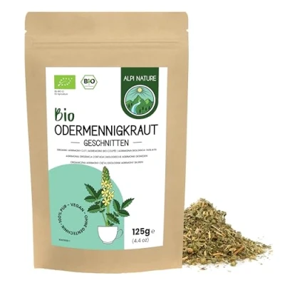 Abbildung von Odermennig Tee bio 125g von Alpi Nature, lose, Odermennigkraut getrocknet und geschnitten, Agrimonia Eupatoria zur Zubereitung Odermenningtee Kräutertee
