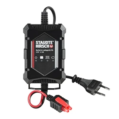 Abbildung von STAUDTE HIRSCH Batterie Ladegerät Pb SH 3.110 12V 1,5A IU Ladeverfahren für Auto, Motorrad, Saisonfahrzeuge, Solar, Erhaltungsladegerät mit Desulfatierungsfunktion