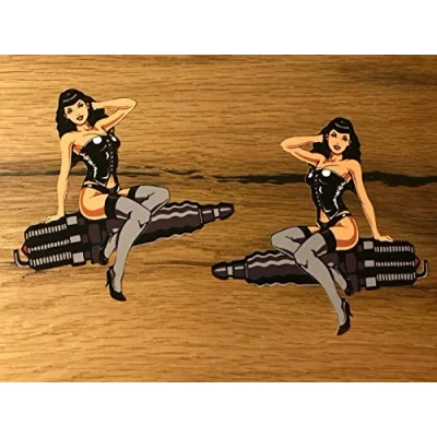 Abbildung von 24/7stickers #433 / 2X Pinup Aufkleber je 10x10cm Bombe Old School Hot Rod Tuning Vintage Retro Pin Up Girl