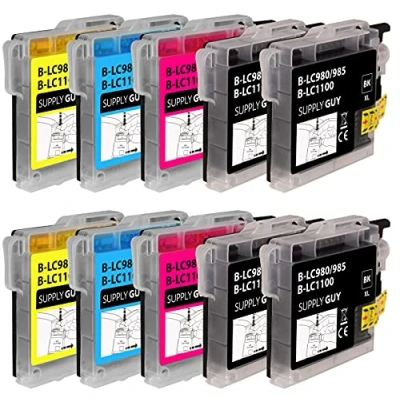 Abbildung von Supply Guy 10 Druckerpatronen kompatibel mit Brother LC 985 für DCP J125 J140w J315w J515w MFC J220 J265w J410 Series J415w