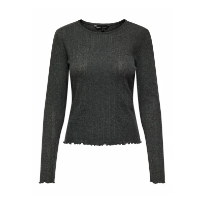Abbildung von ONLY Onlcarlotta TOP Langarmshirt, Damen, Größe: XS, Dark grey melange