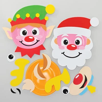 Abbildung von Baker Ross FE998 Weihnachts Bastelteller Kits, Machen Sie Ihre eigenen Weihnachtsdekorationen für Kinder, Weihnachtskunst und Handwerk Kinder zum Personalisieren, 4 Stück