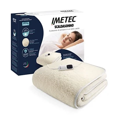 Abbildung von Imetec Scaldasonno Adapto Einzelbett Wärmeunterbett, 150x80 cm, geringer Verbrauch, schnelle Erwärmung, personal. 100 % Wolle &amp; Merino, Made in Italy, rutschfestes Gewebe, Steuerung mit 6 Temp