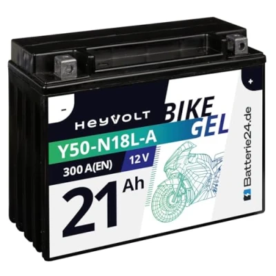 Abbildung von HeyVolt GEL Motorradbatterie 12V 21Ah 19Ah 20Ah Y50 N18L A 52012 C50 Y50N18L A2