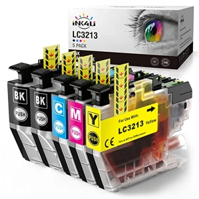 Abbildung von INK4U LC3213 Druckerpatronen LC3211 Ersatz für Brother LC 3213 Patronen MFC J497DW J491DW J890DW J895DW，Brother DCP J572DW J772DW J774DW (5 Pack)