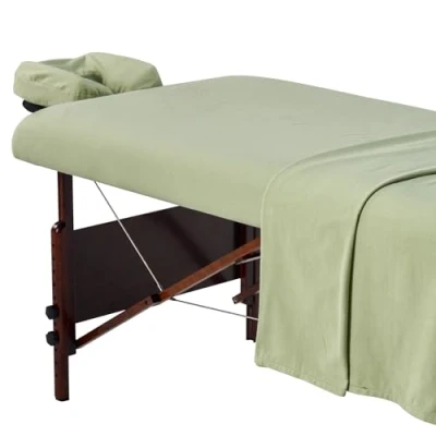 Abbildung von Master Massage Flanell 3er Set Überzug Spanntuch, Laken, Kopfkissenüberzug für Massageliege Salon Baumwolle Mint