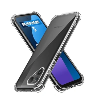 Abbildung von GIOPUEY Clear Hülle Kompatibel mit Fairphone 5, Ultra Dünn TPU Case, Luftpolsterschutz, [Nicht Leicht zu Vergilben] Stoßfest Transparent