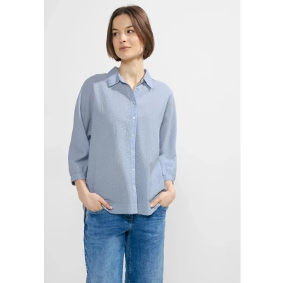 Abbildung von Cecil 3/4 Seersucker Hemdbluse, Damen, Größe: XXL, Blau