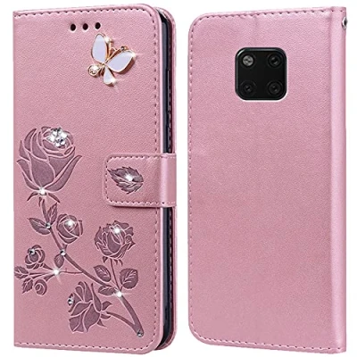 Abbildung von Hülle für Huawei Mate 20 Pro Handyhülle,Klappbar Tasche Case,Standfunktion,Kartenfach,Silikon Bumper,Stoßfeste Schutzhülle Cover