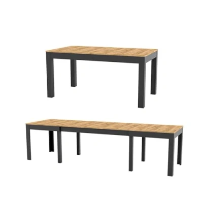 Abbildung von MPS groß praktisch Tisch WENUS 160 300x90x76cm Eiche Craft Schwarz 4 12 Personen Esstisch mit ausziehbarer Tischplatte auf 300 cm Modernes Design Rechteckiger