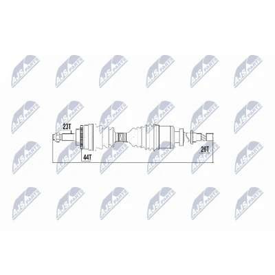 Abbildung von NTY NPW RE 018 Antriebswelle Vorderachse, Vorderachse rechts Schaltgetriebe RENAULT: Kangoo I, CLIO 2, I Rapid