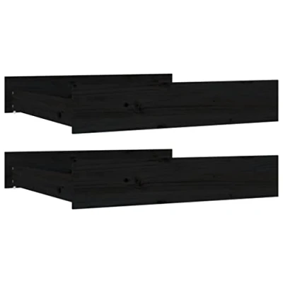 Abbildung von vidaXL 2X Bettschublade Bettkasten Bettschubkasten Schubkasten Unterbettschublade Bettschubladen Schublade Schlafzimmer Schwarz Massivholz Kiefer