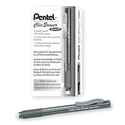 Abbildung von Pentel Clic Radiergummi, einziehbarer Radiergummi schwarz