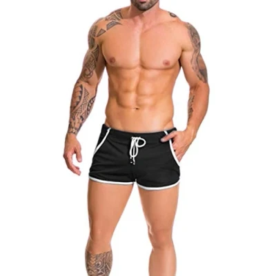 Abbildung von Alivebody Herren Gittergewebe Sportlich Kurze Hose zum Laufen Trainieren Schwimmen Fitness Hosen Color Black Size XL