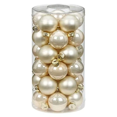 Abbildung von Magic Weihnachtskugeln Glas 4cm, 30 Stück Christbaumkugeln Deko Weihnachten Farbe: Perle Champagner