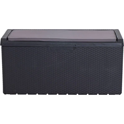Abbildung von Siena Garden Kissenbox &quot;Portonovo&quot;, 350 L, Rattan/Holzoptik, Kunststoff, anthrazit, inkl. Sitzkissen