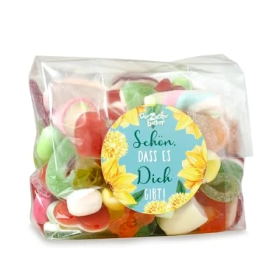 Abbildung von Nachfüllbeutel Schön, dass es Dich gibt Geschenk Idee aus Süßigkeiten mit Fruchtgummi, Schaumzucker und Kaubonbon