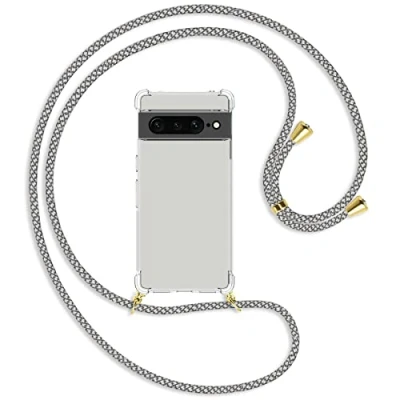 Abbildung von mtb more energy® Handykette kompatibel mit Google Pixel 7 Pro Fancy Fishnet/Gold Smartphone Hülle zum Umhängen Anti Shock Full TPU Case