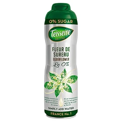 Abbildung von Teisseire 0% Zuckersirup kalorienarm zuckerfrei natürliche Inhaltsstoffe Holunderblüte 600 ml 48 Portionen