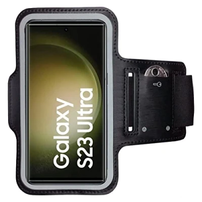 Abbildung von CoverKingz Sportarmband für Samsung Galaxy S23 Ultra Armtasche mit Schlüsselfach Oberarm Halterung Sport Laufarmband Handy Armband Schwarz