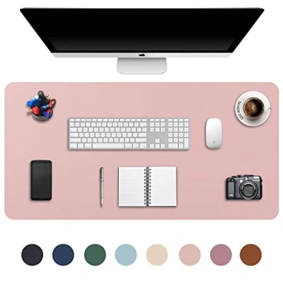 Abbildung von DOBAOJIA Erweitertes Mausepad Große Mausmat XXL Schreibtischmatte Schreibtischunterlage für Laptop/Tastatur/Maus Schreibblock, PU Leder Wasserdicht + Wildleder rutschfest 90 x 43cm (Rosa)