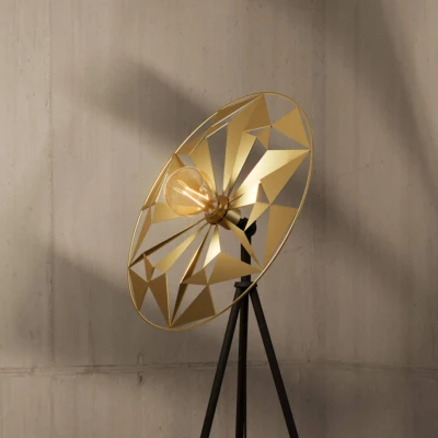 Abbildung von Eglo 43809 Stehleuchte CASTANUELO Stahl schwarz, gold E27 1X40W L:50cm B:27cm H:152cm mit Fußtrittschalter