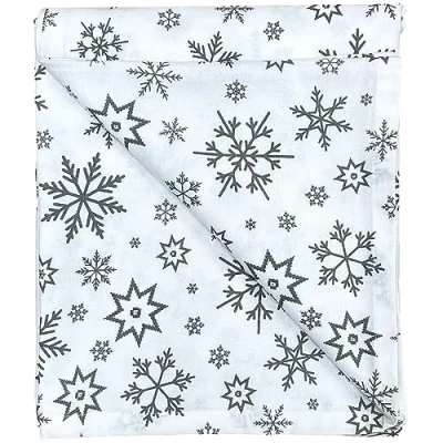 Abbildung von Ragged Rose Weihnachtstischdecke mit Schneeflocken Motiv, Silbergrau