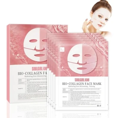 Abbildung von 5 Stück Collagen Mask for Face Overnight,Bio Real Deep Mask,Anti Falten Lifting Gesichtsmaske,Collagen Reverse Film Volume Peel off Mask,Hydrating Anti Wrinkle