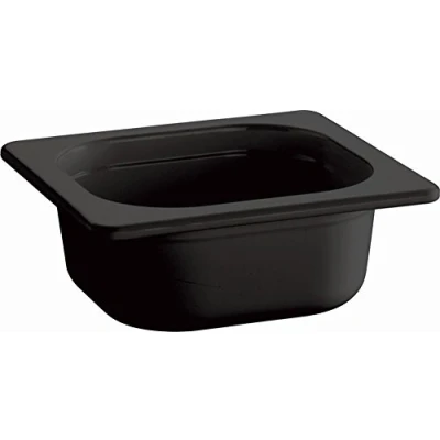 Abbildung von APS 83748 GN 1/6 Behälter ECO LINE, 17,6 x 16,2 cm, Tiefe 65 mm, 0,8 Liter Melamin, schwarz