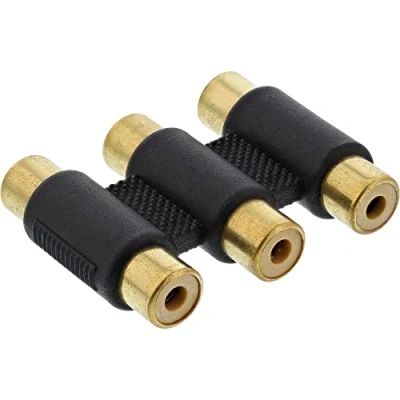 Abbildung von InLine Audio/Video Adapter, 3x Cinch Buchse auf Buchse, vergoldet